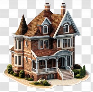 Victorian House - Victorian Style Brick House Transparent PNG