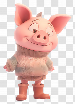 Cute Piglet - Cartoon Pig In Cozy Sweater Design Transparent PNG