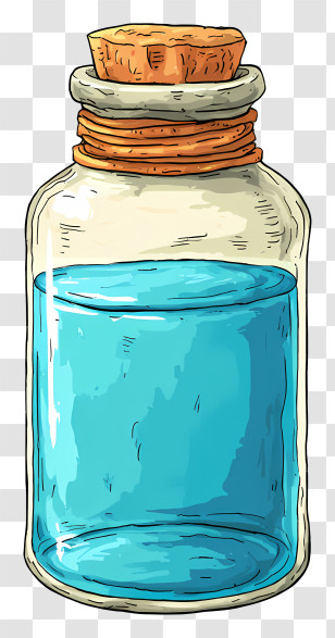 Antique Glass Jar - Glass Bottle With Blue Liquid Transparent PNG