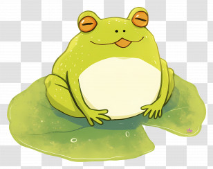 Frog On Lily Pad - Cute Cartoon Frog Sitting On Lotus Leaf Transparent PNG