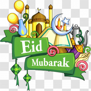 Eid Ul Adha - Colorful Eid Mubarak Holiday Decoration Transparent PNG