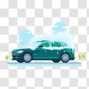 Car Wash - Car Washing Illustration With Water Foam Transparent PNG