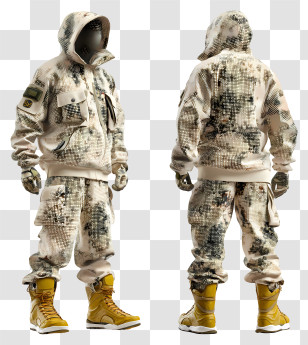 Military Man - Camouflage Outfit With Hoodie And Boots Transparent PNG