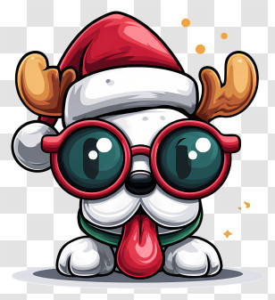 Christmas In July - Cartoon Dog With Santa Hat Transparent PNG