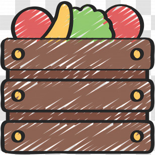 Harvest Box - Wooden Crate With Fruits And Vegetables Transparent PNG