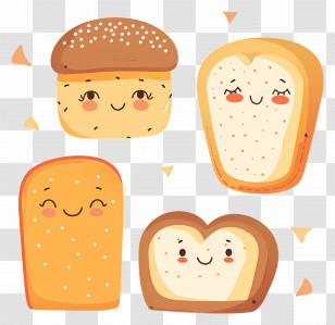 Cute Bread - Happy Bread And Toast Cartoon Transparent PNG