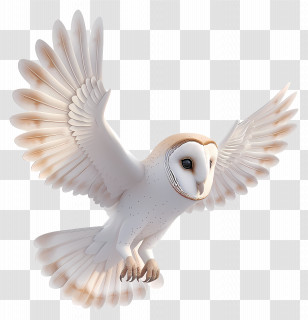 Barn Owl - Elegant Flying White Owl In Majestic Motion Transparent PNG