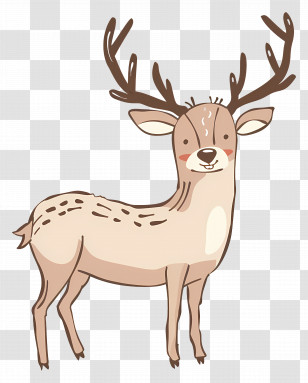 Deer Clipart - Cartoon Deer With Antlers In A Cute Style Transparent PNG