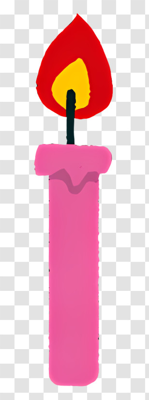 Birthday Candle - Pink Burning Candle Illustration Transparent PNG