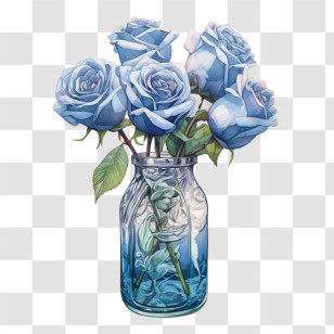 Blue Rose
 - Blue Roses In Glass Jar Decor Transparent PNG