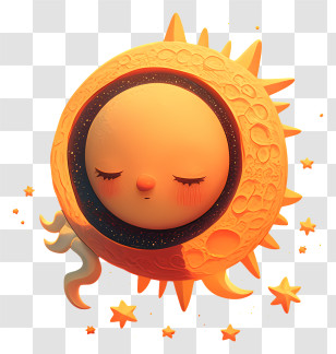 Moon - Cute Sleeping Sun Character Transparent PNG