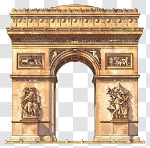 Arc De Triomphe - Detailed Illustration Of Arc De Triomphe Monument Transparent PNG
