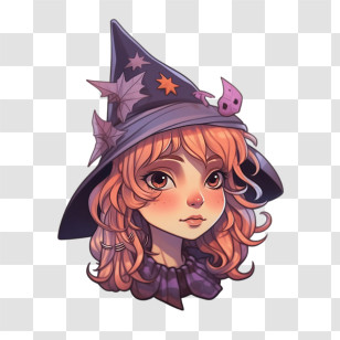 Witch - Cute Witch With A Magical Hat Transparent PNG