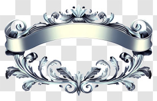 Metallic Banner Black - Ornate Decorative Banner Transparent PNG