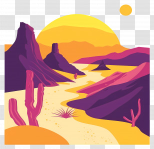 Desert - Colorful Desert Landscape At Sunset Transparent PNG
