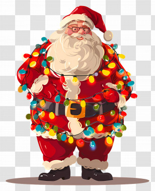 Santa Claus - Santa Claus Wrapped In Christmas Lights Transparent PNG