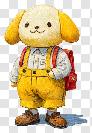Pompompurin Going To School - Cartoon Dog Character With Backpack Transparent PNG
