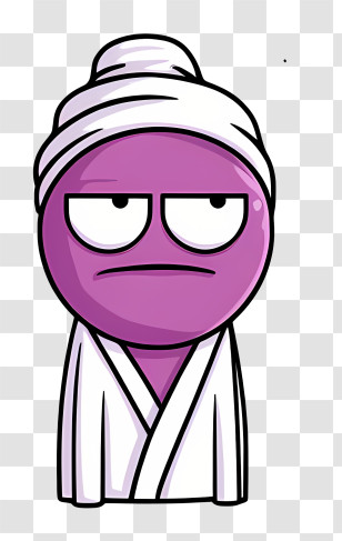 Cartoon Spa - Purple Emoji In Towel And Robe Transparent PNG