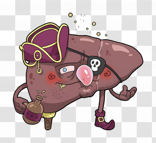 Liv The Liver - Pirate Liver Cartoon Illustration Transparent PNG