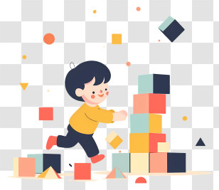Child Playing Blocks - Child Playing With Colorful Blocks Transparent PNG