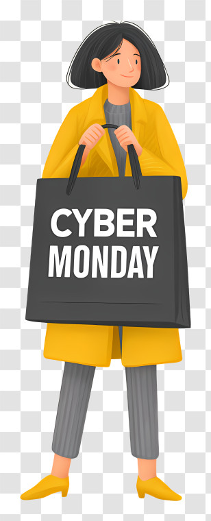 Big Cyber Monday Shopping Bag - Woman With Cyber Monday Bag Transparent PNG