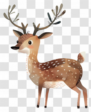 Cartoon Deer - Cute Cartoon Deer With Antlers Transparent PNG