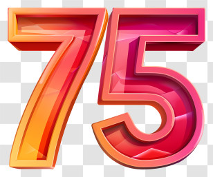 Number 75 Art - Colorful Number 75 Illustration Transparent PNG