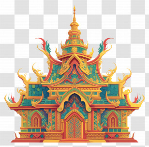 Asian Temple - Ornate Asian-Style Temple Illustration Transparent PNG