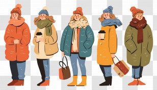 Cartoon People - Winter Fashion Illustration Transparent PNG