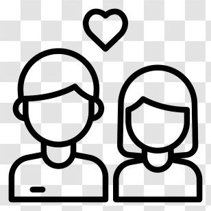 Love Couple - Black And White Couple With Heart Icon Transparent PNG