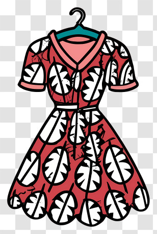 Red Dress - Red Summer Dress With Floral Pattern On Hanger Transparent PNG