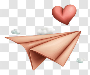 Love Paper Plane - Cute Paper Airplane With Heart Transparent PNG