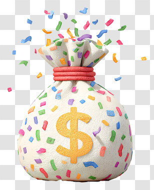 Money Bag With Confetti - Festive Money Bag With Confetti Transparent PNG