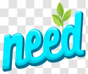 Need Logo - Turquoise 'Need' Text With Leaf Transparent PNG