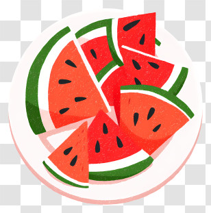 Watermelon Slices On Plate - Refreshing Watermelon Slices On Plate Transparent PNG