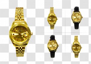 Clock Watch Strap Gold - Woman - Swiss Guard Transparent PNG