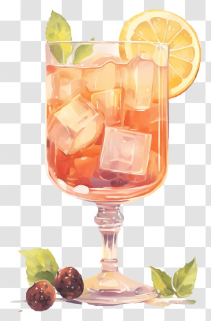 Cocktail - Refreshing Glass Of Iced Tea With Lemon Transparent PNG