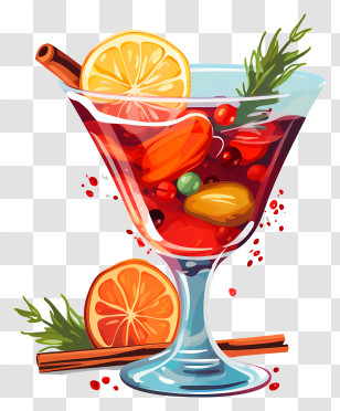 Mulled Wine - Fruit Cocktail In Glass Transparent PNG