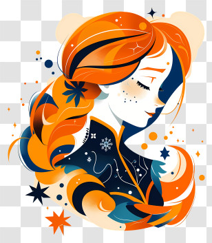 Frozen Anna Princess - Stylized Girl With Orange Hair And Braid Transparent PNG