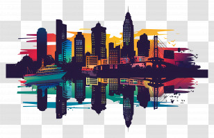 Assam City Skyline - Colorful City Skyline At Beautiful Sunset Transparent PNG