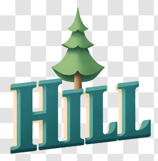 Hill Logo - 3D Hill Text With Tree Transparent PNG