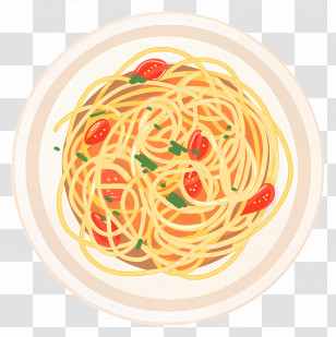Spaghetti - Traditional Plate Of Spaghetti With Tomatoes And Herbs Transparent PNG