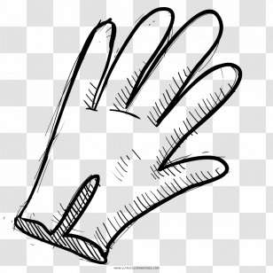 Drawing Glove Black And White Coloring Book Line Art - Artwork - Print Poster Transparent PNG