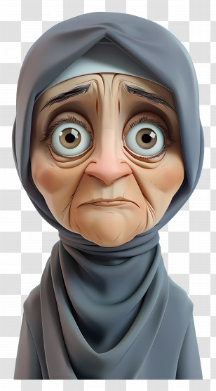 Muslim Old Woman - Cartoon Illustration Of Elderly Woman In Hijab Transparent PNG