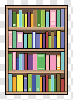 Icon - Colorful Bookshelf And Organized Books Transparent PNG