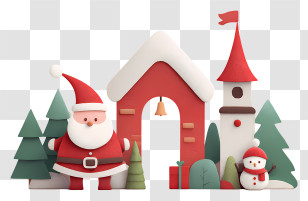 Christmas In July - Santa Claus With Christmas Scene Transparent PNG