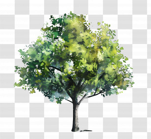 Watercolor Tree - Watercolor Green Tree Illustration Transparent PNG