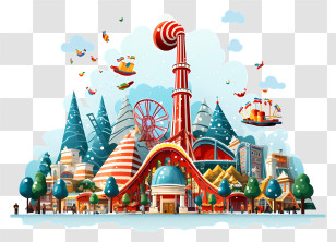 Christmas Elements - Christmas Themed Amusement Park Illustration Transparent PNG