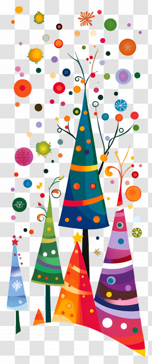 Christmas Tree - Colorful Christmas Trees Illustration Transparent PNG