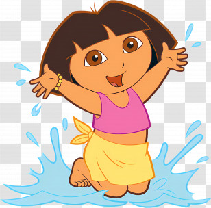 Dora Marquez - Cartoon Girl Playing In Water Transparent PNG